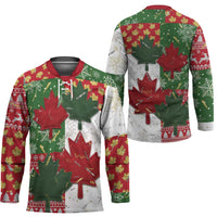 Canada Christmas Hockey Jersey Maple Leaves Patchwork Style - Wonder Print Shop