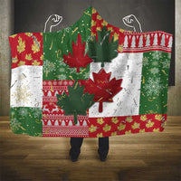Canada Christmas Hooded Blanket Maple Leaves Patchwork Style - Wonder Print Shop