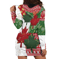 Canada Christmas Hoodie Dress Maple Leaves Patchwork Style - Wonder Print Shop