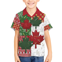 Canada Christmas Kid Hawaiian Shirt Maple Leaves Patchwork Style - Wonder Print Shop