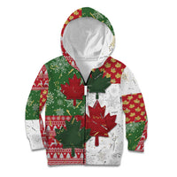 Canada Christmas Kid Hoodie Maple Leaves Patchwork Style - Wonder Print Shop