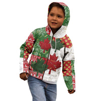 Canada Christmas Kid Hoodie Maple Leaves Patchwork Style - Wonder Print Shop