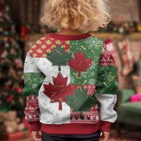 Canada Christmas Kid Ugly Christmas Sweater Maple Leaves Patchwork Style - Wonder Print Shop