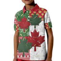 Canada Christmas Kid Polo Shirt Maple Leaves Patchwork Style - Wonder Print Shop
