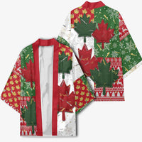 Canada Christmas Kimono Maple Leaves Patchwork Style - Wonder Print Shop