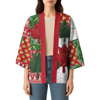 Canada Christmas Kimono Maple Leaves Patchwork Style - Wonder Print Shop