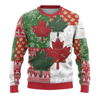 Canada Christmas Ugly Christmas Sweater Maple Leaves Patchwork Style - Wonder Print Shop