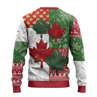 Canada Christmas Ugly Christmas Sweater Maple Leaves Patchwork Style - Wonder Print Shop