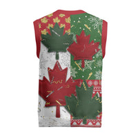 Canada Christmas Knitted V-Neck Vest Maple Leaves Patchwork Style - Wonder Print Shop