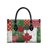 Canada Christmas Leather Bag Maple Leaves Patchwork Style - Wonder Print Shop
