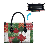 Canada Christmas Leather Bag Maple Leaves Patchwork Style - Wonder Print Shop