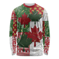 Canada Christmas Long Sleeve Shirt Maple Leaves Patchwork Style - Wonder Print Shop
