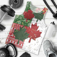 Canada Christmas Men Tank Top Maple Leaves Patchwork Style - Wonder Print Shop