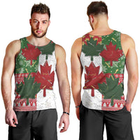 Canada Christmas Men Tank Top Maple Leaves Patchwork Style - Wonder Print Shop