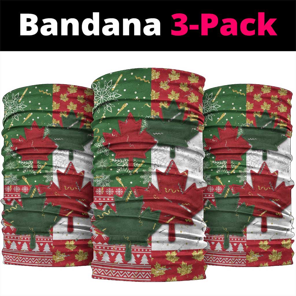 Canada Christmas Neck Gaiter Maple Leaves Patchwork Style - Wonder Print Shop