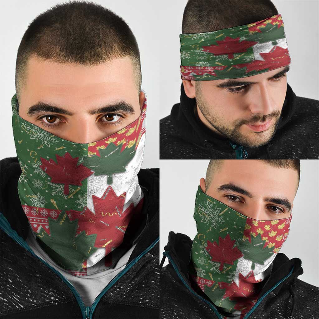 Canada Christmas Neck Gaiter Maple Leaves Patchwork Style - Wonder Print Shop