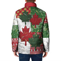 Canada Christmas Padded Jacket Maple Leaves Patchwork Style - Wonder Print Shop