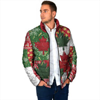 Canada Christmas Padded Jacket Maple Leaves Patchwork Style - Wonder Print Shop