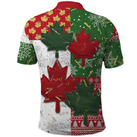 Canada Christmas Polo Shirt Maple Leaves Patchwork Style - Wonder Print Shop