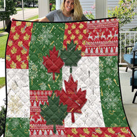 Canada Christmas Quilt Maple Leaves Patchwork Style - Wonder Print Shop