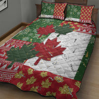Canada Christmas Quilt Bed Set Maple Leaves Patchwork Style - Wonder Print Shop