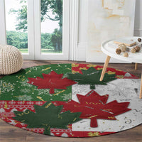 Canada Christmas Round Carpet Maple Leaves Patchwork Style - Wonder Print Shop
