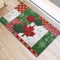 Canada Christmas Rubber Doormat Maple Leaves Patchwork Style - Wonder Print Shop