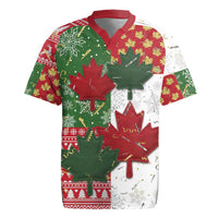 Canada Christmas Rugby Jersey Maple Leaves Patchwork Style - Wonder Print Shop