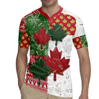 Canada Christmas Rugby Jersey Maple Leaves Patchwork Style - Wonder Print Shop