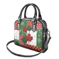 Canada Christmas Shoulder Handbag Maple Leaves Patchwork Style - Wonder Print Shop
