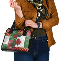 Canada Christmas Shoulder Handbag Maple Leaves Patchwork Style - Wonder Print Shop