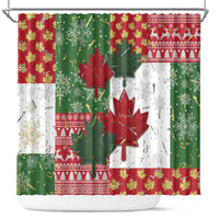 Canada Christmas Shower Curtain Maple Leaves Patchwork Style - Wonder Print Shop