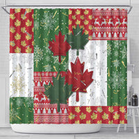 Canada Christmas Shower Curtain Maple Leaves Patchwork Style - Wonder Print Shop