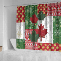 Canada Christmas Shower Curtain Maple Leaves Patchwork Style - Wonder Print Shop