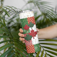 Canada Christmas Skinny Tumbler Maple Leaves Patchwork Style - Wonder Print Shop
