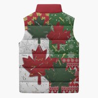 Canada Christmas Sleeveless Puffer Jacket Maple Leaves Patchwork Style - Wonder Print Shop