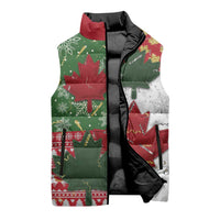 Canada Christmas Sleeveless Puffer Jacket Maple Leaves Patchwork Style - Wonder Print Shop