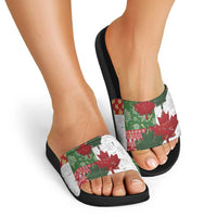 Canada Christmas Slide Sandals Maple Leaves Patchwork Style - Wonder Print Shop