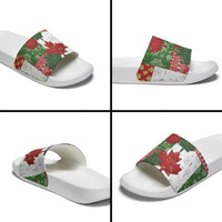 Canada Christmas Slide Sandals Maple Leaves Patchwork Style - Wonder Print Shop