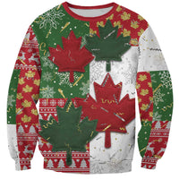 Canada Christmas Sweatshirt Maple Leaves Patchwork Style - Wonder Print Shop