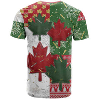 Canada Christmas T Shirt Maple Leaves Patchwork Style - Wonder Print Shop