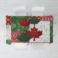 Canada Christmas Tablecloth Maple Leaves Patchwork Style - Wonder Print Shop