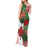 Canada Christmas Tank Maxi Dress Maple Leaves Patchwork Style - Wonder Print Shop