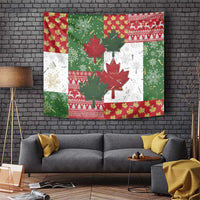 Canada Christmas Tapestry Maple Leaves Patchwork Style - Wonder Print Shop