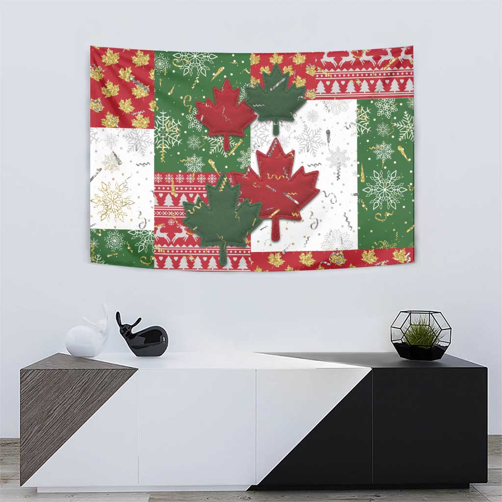 Canada Christmas Tapestry Maple Leaves Patchwork Style - Wonder Print Shop