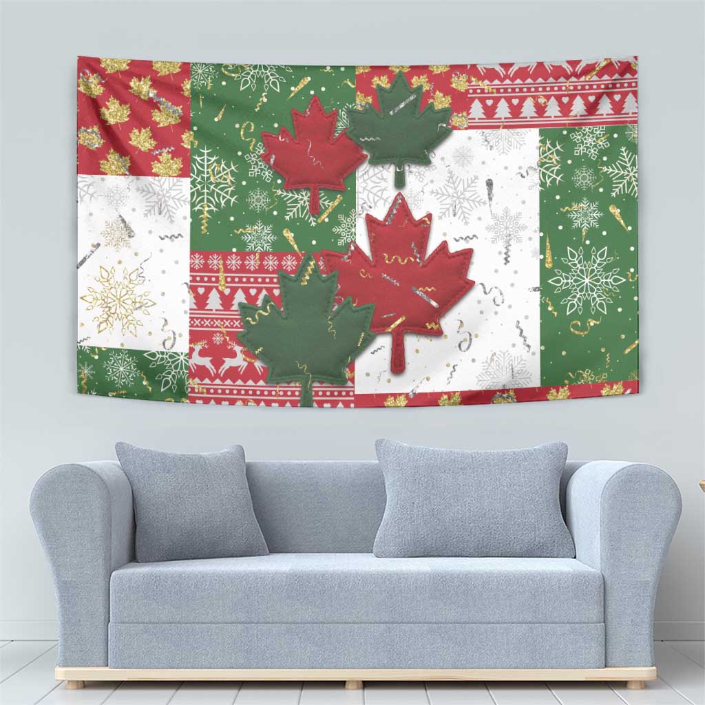 Canada Christmas Tapestry Maple Leaves Patchwork Style - Wonder Print Shop