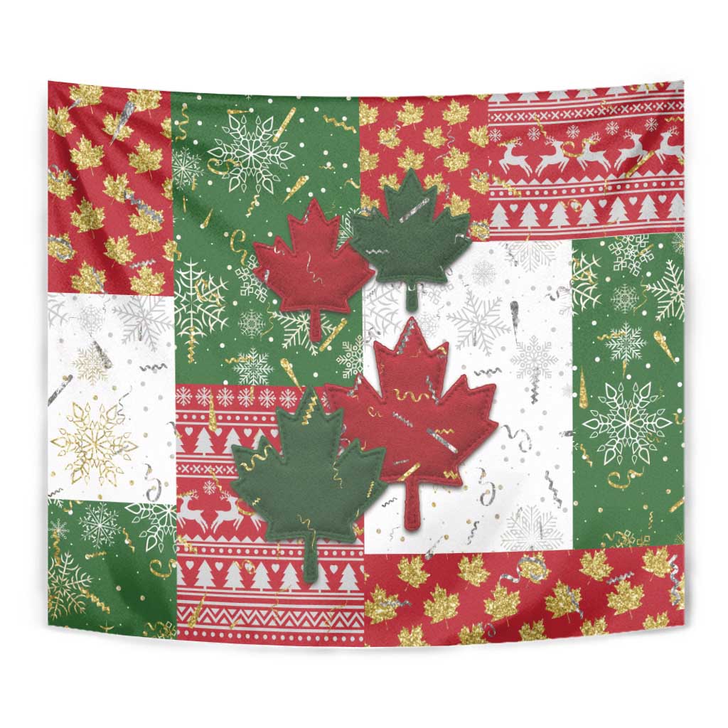 Canada Christmas Tapestry Maple Leaves Patchwork Style - Wonder Print Shop