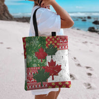 Canada Christmas Tote Bag Maple Leaves Patchwork Style - Wonder Print Shop
