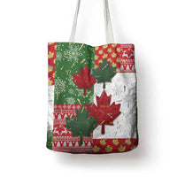 Canada Christmas Tote Bag Maple Leaves Patchwork Style - Wonder Print Shop