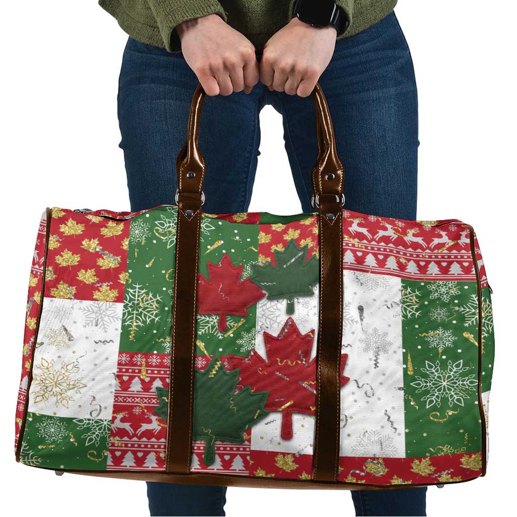 Canada Christmas Travel Bag Maple Leaves Patchwork Style - Wonder Print Shop